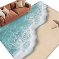 thumbnail image 2 of Beach Coastal Area Rug 6x9 FT, Non Slip Living Room Throw Carpet, Summer Nautical Starfish Aqua Beige Washable Soft Large Floor Carpet Non-Shedding Rug for Bedroom Dining Room Play Room, 2 of 9