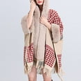 thumbnail image 5 of Xfvqtps Women Cape Faux Fur Collar Cloak Tassel Fashion Print Thickened Warm Loose Streetwear Windproof Coldproof Warm Winter Long Coat Hot Pink, 5 of 6