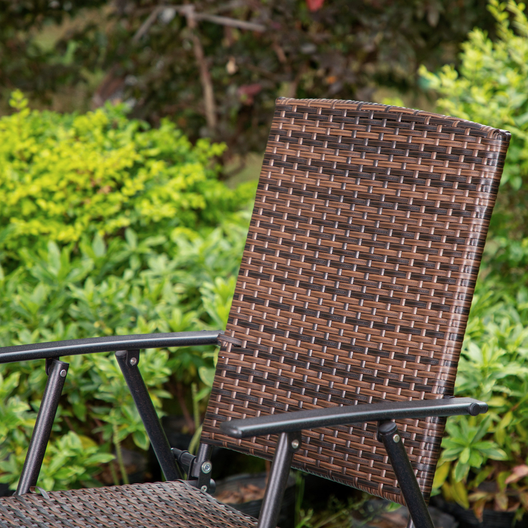 MF Studio 5-Piece Patio Dining Set with Wicker Folding Chairs for 4-Person, Brown&Black - image 5 of 13