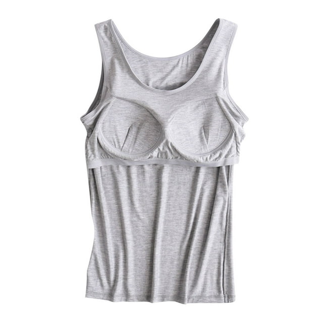 Timegard Débardeur Femme avec Soutien-Gorge Intégré Sans Fil Grande Taille Col Rond Décontracté Sans Manches Vêtement de Maison