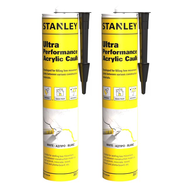 Sellador acrílico Stanley Ultra Performance, 300 ml, blanco, paquete de 2 unidades