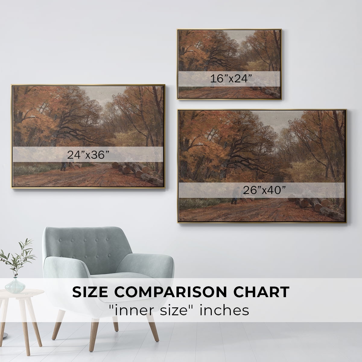 Vintage Landscape-CCCX By Wexford Home Framed in Gold Wood Gallery Wrapped Canvas 17 in. x 25 in.