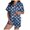 Blue, variant on oqasdz Halloween Pajamas Women Pumpkin Prints Silk Soft Lapel Short Sleeve Shirts and Shorts Homewear Casual Pajama Set, L