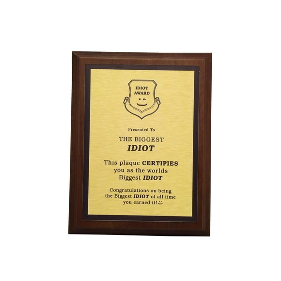 aahs!! Engraving Worlds Greatest Plaques (Biggest Idiot, Gold)