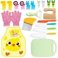 thumbnail image 1 of Kid Cutter Set Wooden Children Cooking Cutter Set with Cutting Board Gloves Potato Slicer Safe Toddler Kitchen Cutter Suit, 1 of 9