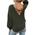 thumbnail image 4 of Women's Waffle Knit Sweater Tops Long Sleeve Loose-Fit Pullover Hoodie Solid Color Casual Blouse Sweatshirt, 4 of 5