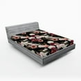 thumbnail image 2 of Ambesonne Flowers Fitted Sheet, Blossoming Roses Romantic, California King, Black Multicolor, 2 of 5