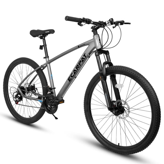 27" Lightweight Aluminum Mountain Bike, 21-Speed with Front Suspension - Grey