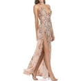 thumbnail image 5 of SWSMCLT Women's High Slit Maxi Dress Deep Homecoming Hoco Long Evening Gown Floral Slit Wedding Sexy V Neck Backless Sequin Cocktail Bridesmaid Party Full-Length Apricot 6, 5 of 5