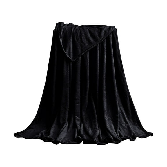 Fleece Blanket Plush Throw Fuzzy Lightweight (Throw Size 50x70cmBlack) Super Soft Microfiber Flannel Blankets for Couch, Bed, Sofa Ultra Luxurious Warm and Cozy for All Seasons,Black,27.56x19.69"