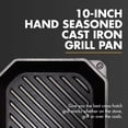 thumbnail image 2 of FINEX 10" Cast Iron Grill Pan - Grill Pans with Superior Heat Distribution - Near Non-Stick for Easy Cleaning - Cast Iron Grill Pan - For Indoor & Outdoor Grilling - Pre-Seasoned with Flaxseed Oil, 2 of 7