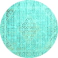 thumbnail image 1 of Ahgly Company Machine Washable Indoor Round Persian Turquoise Blue Traditional Area Rugs, 8' Round, 1 of 4