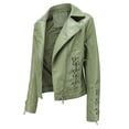 thumbnail image 2 of AZoiNM Women's Faux Leather Motorcycle Jacket, Lace-Up Side Zip Biker Coat, Cropped PU Leather Moto Jacket with Lapel, Long Sleeve Fall Outerwear, 2 of 13
