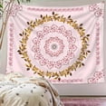 thumbnail image 3 of Tapiz para colgar en la pared, diseño bohemio y floral, con diseño de mandala rosa, 150 cm x 130 cm, 3 of 3