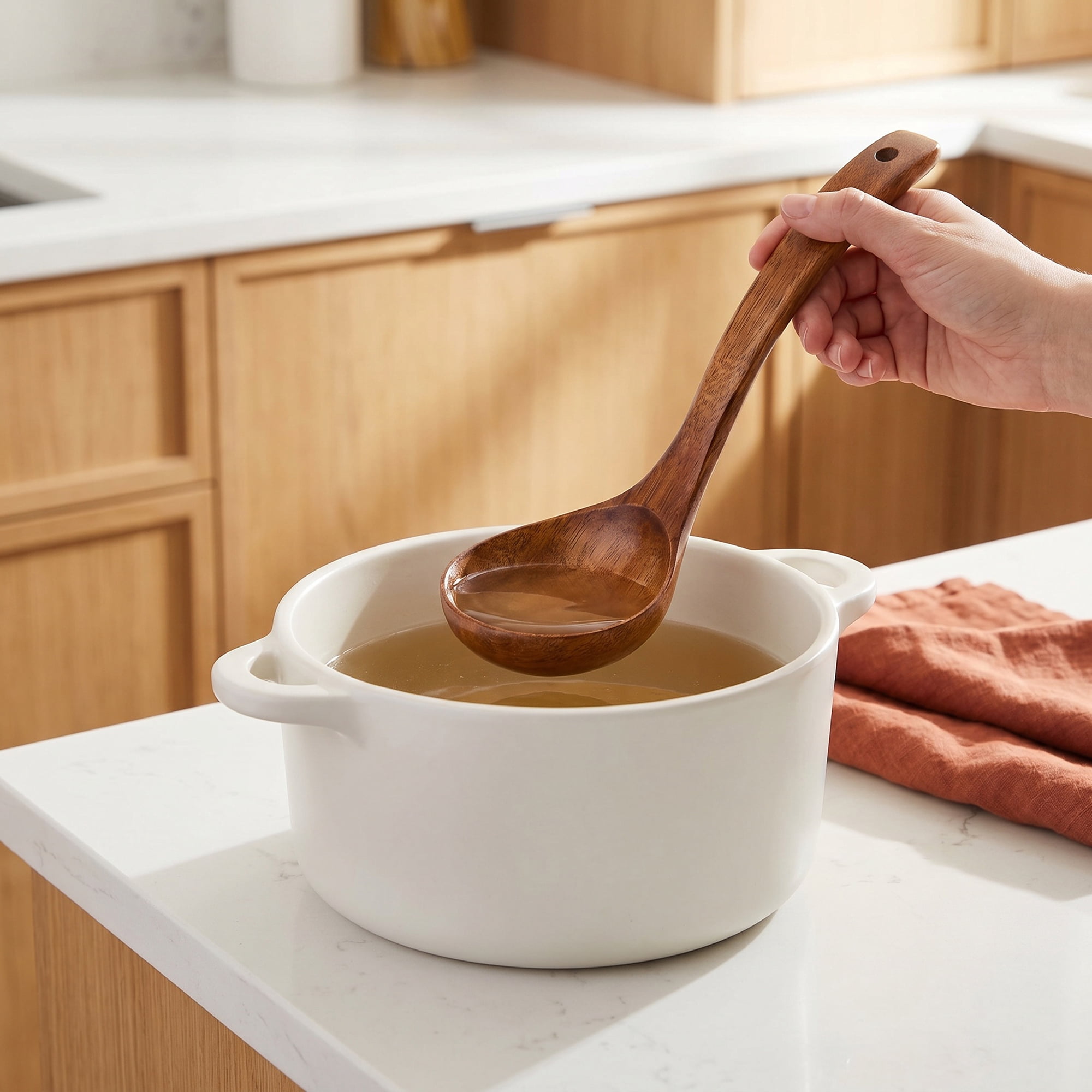 Unique Bargains Heat Resistant Kitchen Utensil Wooden Cooking Soup Spoon F 10.6"x3.3"