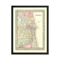 Chicago Art, 1870 Vintage Map of Chicago Illinois, IL History Wall Decor Gift, Old Chicago Map - 18" x 24" Black Framed Print