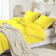 thumbnail image 5 of DNG Luxury 1 Piece Pom Pom Plain Pattern Comforter Set, 800 Thread Count, 100% Egyptian Cotton, White Vintage Pom-Pom Fringe Super Soft (Oversized Super King Size Yellow Color), 5 of 9