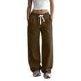 thumbnail image 3 of Noric Women Fashion Casual Wide Leg Sweatpants Loose Fit Drawstring with Pockets Long Pants Trousers, 3 of 9