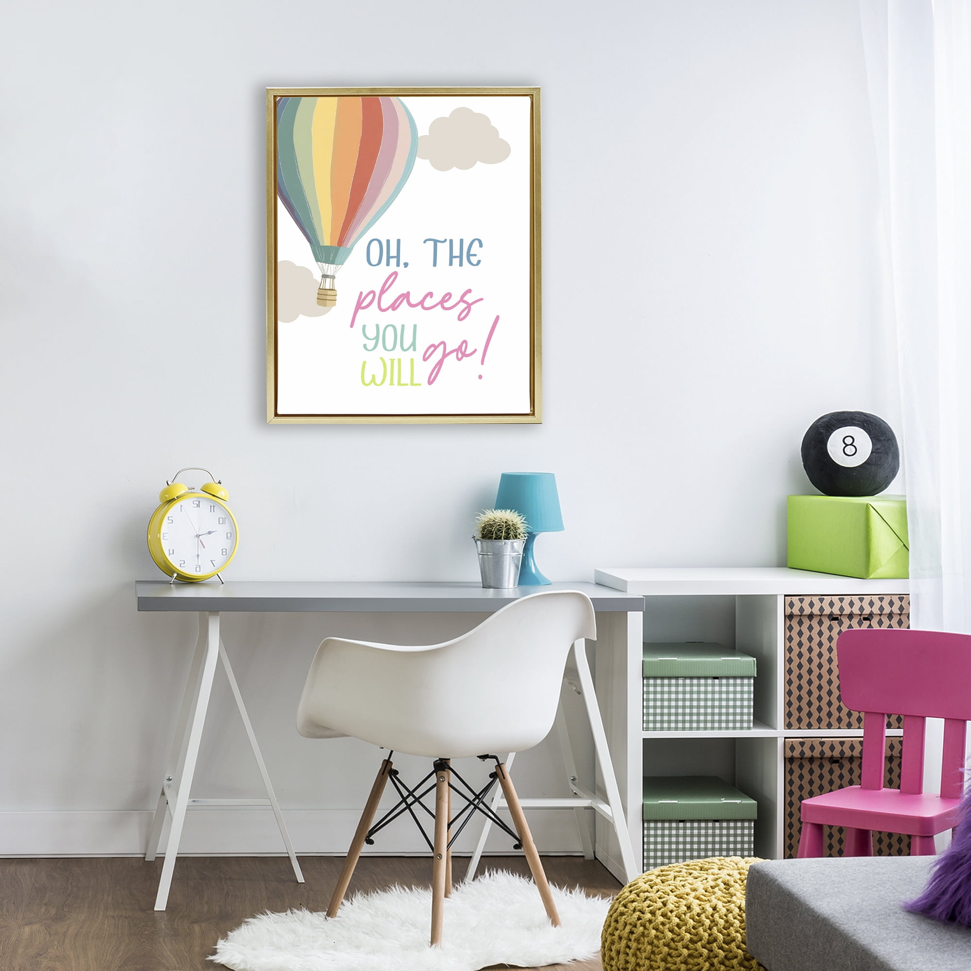 Stupell Industries The Places You Will Go Gold Framed Floater Canvas Wall Art, design by Christine Simpson Art