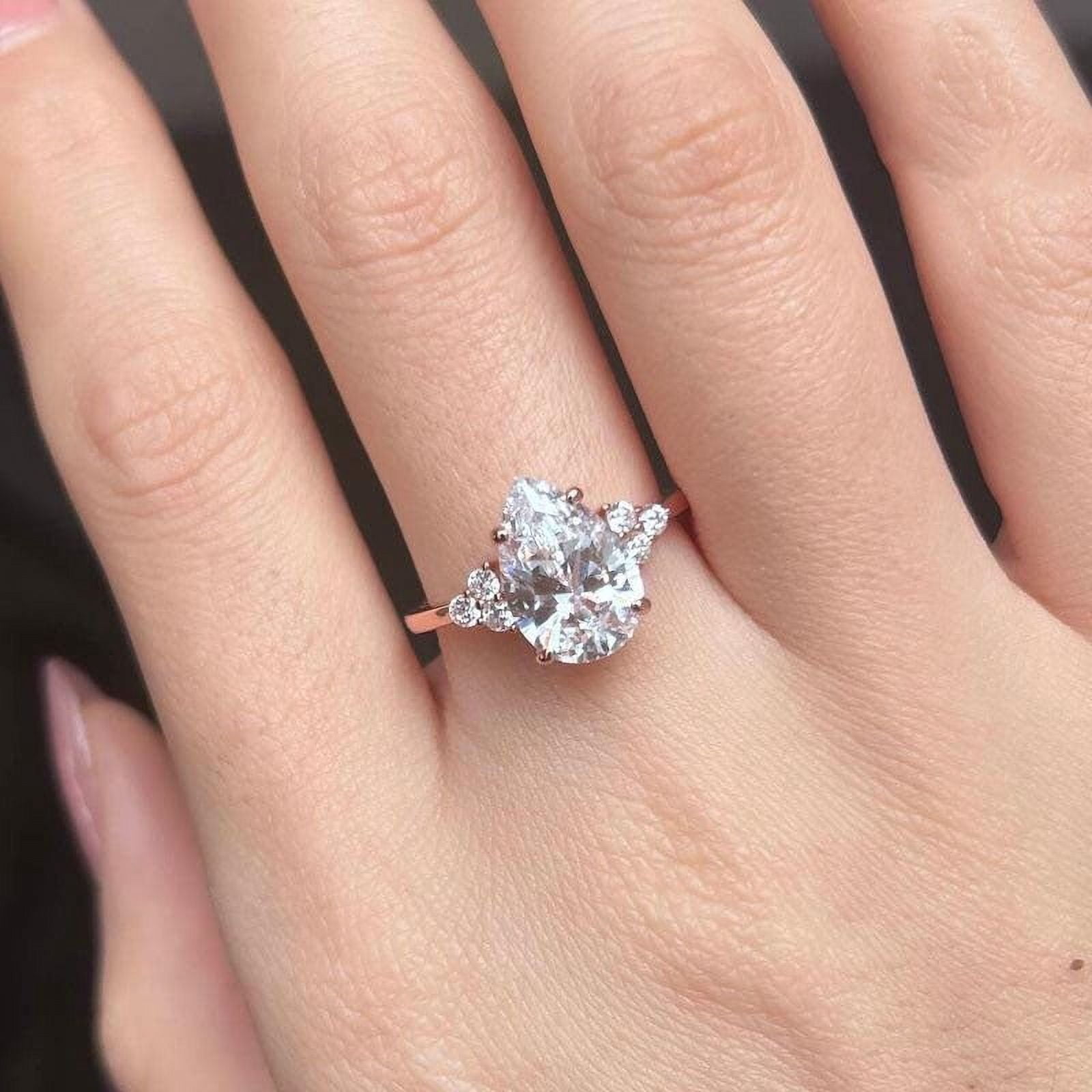 Cora jewellery 3CT Pear Cut Moissanite Engagement Ring For Women, 14K Rose Gold