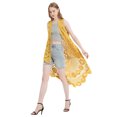 thumbnail image 3 of Women's Crochet Long Vest Boho Sleeveless Kimono Cardigan Swimwear Cover up,Yellow,One Size, 3 of 6