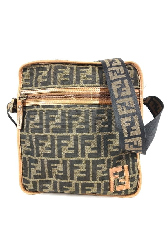 Pre-Owned FENDI Zucca Logo Bag, Crossbody Pouch, Shoulder Nylon Canvas, Leather, Men's,...