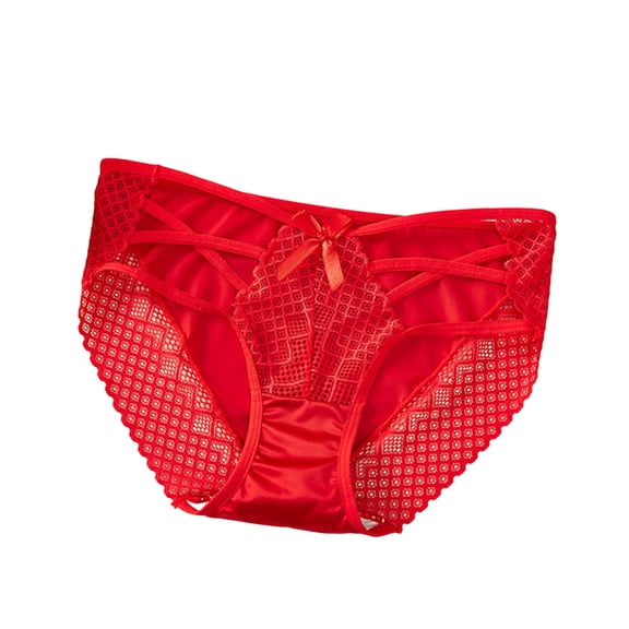 VONCOS Red Lace Panties, Womens Plus Size Nylon Spandex Stretch Briefs, Mid Rise Breathable Everyday Underwear,Size XL