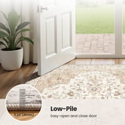 CHITOOMA 8x10 Boho Area Rugs for Living Room, Machine Washable Floral Area Rug with Non-Slip Backing, Stain Resistant Non-Shed Carpet for Bedroom, Dining Room, Dorm, Office