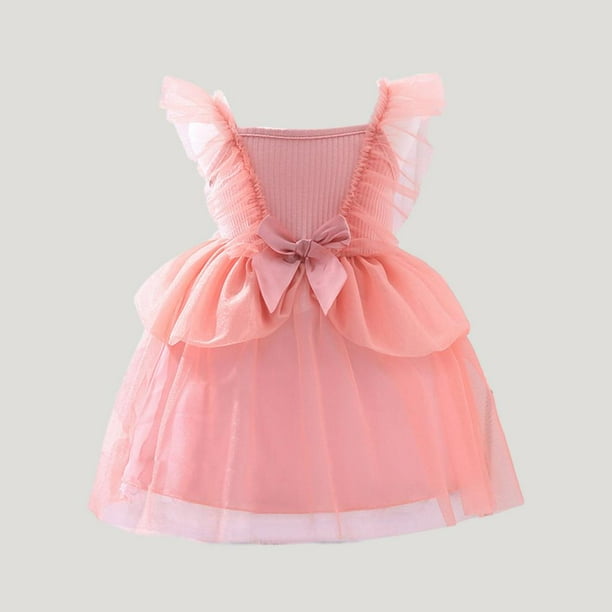 SDNall 6 Months 4 Years Girls Dresses Cute Bow Mesh Baby Girl Dresses Princess Dresses Children Sarees Walmart