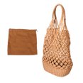 thumbnail image 1 of COOPHYA 1Pack Mesh Tote Fishing Net Bucket Bag In Light Brown For Shopping And Travel, 1 of 7