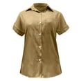 thumbnail image 4 of Clothing 2025 Womens Casual Short Sleeve Button Down Shirts Summer Plain Top Blouses with Pockets Womens Short Sleeve Button Down Shirts Official Collar Blouse Basic Simple Dress Shirt, 4 of 5