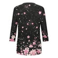 thumbnail image 4 of Tops for Women Plus Size Floral Print V-neck 3/4 Sleeve Plus Loose Blouse Top Pink XL, 4 of 5