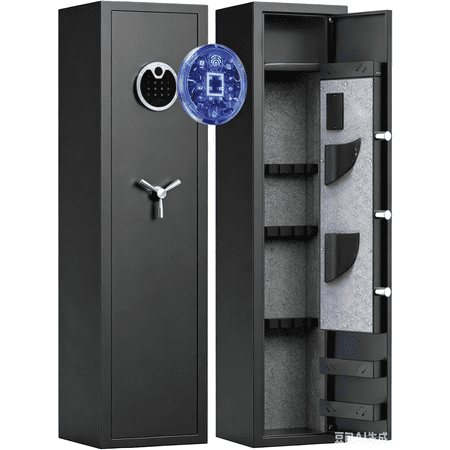 3-5 Gun Safe 54 Biometric Gun Safe for Pistols Fingerprint Safe with Removable Shelf and Backlit Keypad Quick Access Gun Cabinet with Dual Alarm and Mute Function