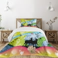 thumbnail image 3 of Ambesonne Nature Quilted Bedspread Set 2 Pcs, 2 Reindeer in Spring, Twin Size, Multicolor, 3 of 6