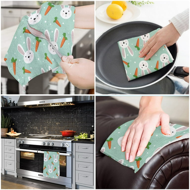 Dish Cloths for Washing Dishes - Washable Microfiber Easter Egg Bunny  Printing Dish Rags, Kitchen Bunny Decorative Dish Towels, 1Pcs