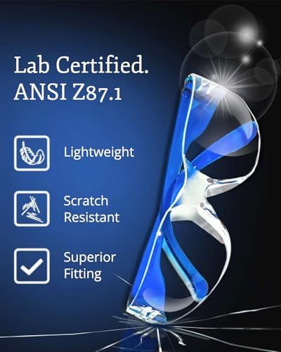 24 Bulk Safety Glasses for Men & Women - ANSI Z78.1 Certified - Scratch/Impact Resistant Crystal Clear Eye Protection Glasses for Construction, Shooting & More - Safety Goggles (6 Colors)