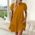 thumbnail image 2 of Vestido de Manga Corta para las Mujeres Vestido de Manga Inflada Elegante de Color Sólido Casual, Poliéster, 2 of 9