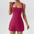 thumbnail image 6 of safuny Women's Mini Bodycon Party Beauty Dress Solid Scoop Neck Fall Dress Retro Winter Cold Shoulder Sleeve Elegant Leisure Holiday Fashion Hot Pink M, 6 of 8