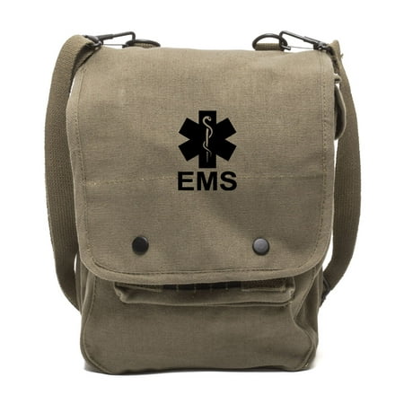 EMS Emergency Medical Services Canvas Crossbody Travel Map Bag (Best In Case Of Emergency App)