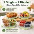 thumbnail image 3 of OVINESY 4 Pack 22oz Glass Meal Prep Containers with Lids, Food Storage Boxes, Leakproof Glass Storage Set for Lunch, Freezer Meals, Snacks and Everyday Kitchen Organization, Green, 3 of 8