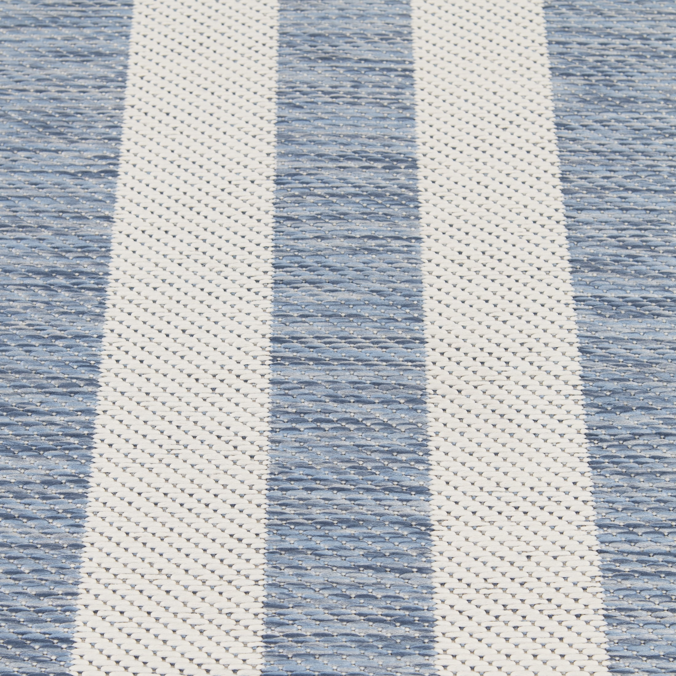 Mainstays Blue and White Striped Coastal Cabana Woven Outdoor Rug, 5'x7'