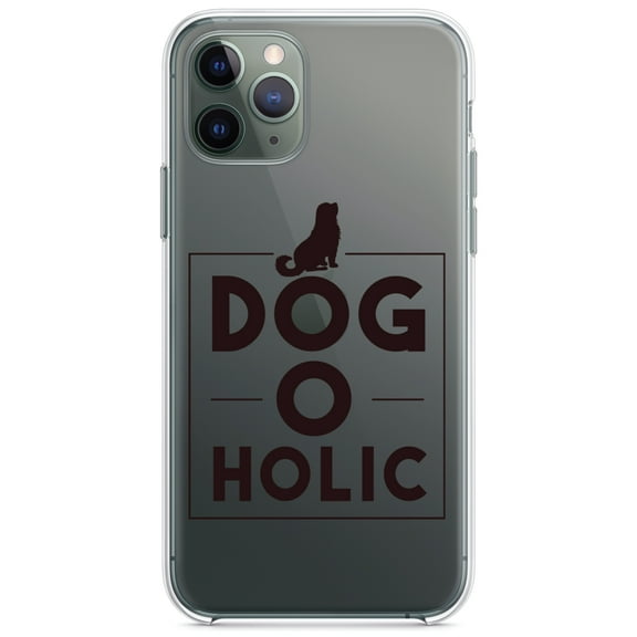 DistinctInk Clear Shockproof Hybrid Case for iPhone 12 / 12 PRO (6.1" Screen) - TPU Bumper Acrylic Back Tempered Glass Screen Protector - Dog O Holic - Dogoholic