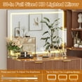 thumbnail image 6 of 41.7" Fluted Makeup Vanity Desk with Large 30" Mirror and Rotating Cabinet, Modern Glass Top Big Vanity Table with 4 Drawers & Lights, Dressing Table Set Charging Station for Bedroom, 6 of 8