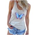 thumbnail image 3 of Moda de mujer Verano Sexy O Cuello Casual Mariposa Impreso Tanque Sin mangas Tops Pompotops  lopia989718, 3 of 6