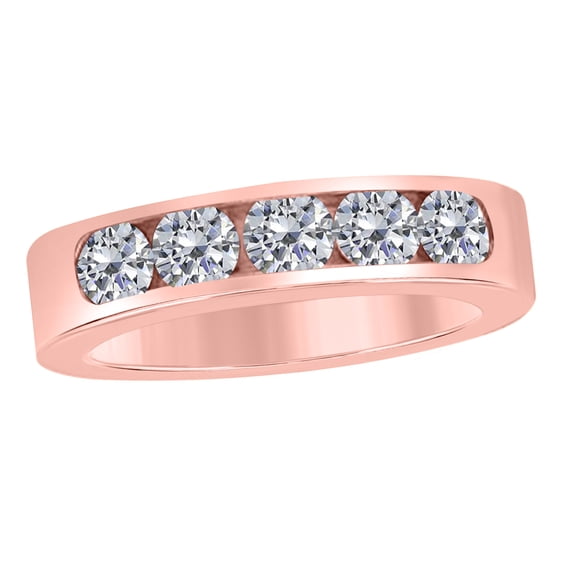 Mauli Jewels Rings for Women 1 Carat Engagement Diamond Wedding Band channel 14K Solid Rose Gold