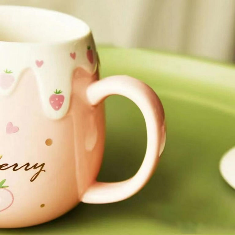 Cute Girl Ceramic Cup 450ml Porcelain Coffee Mug with Straw Women Home Milk  Tea Juice Cups