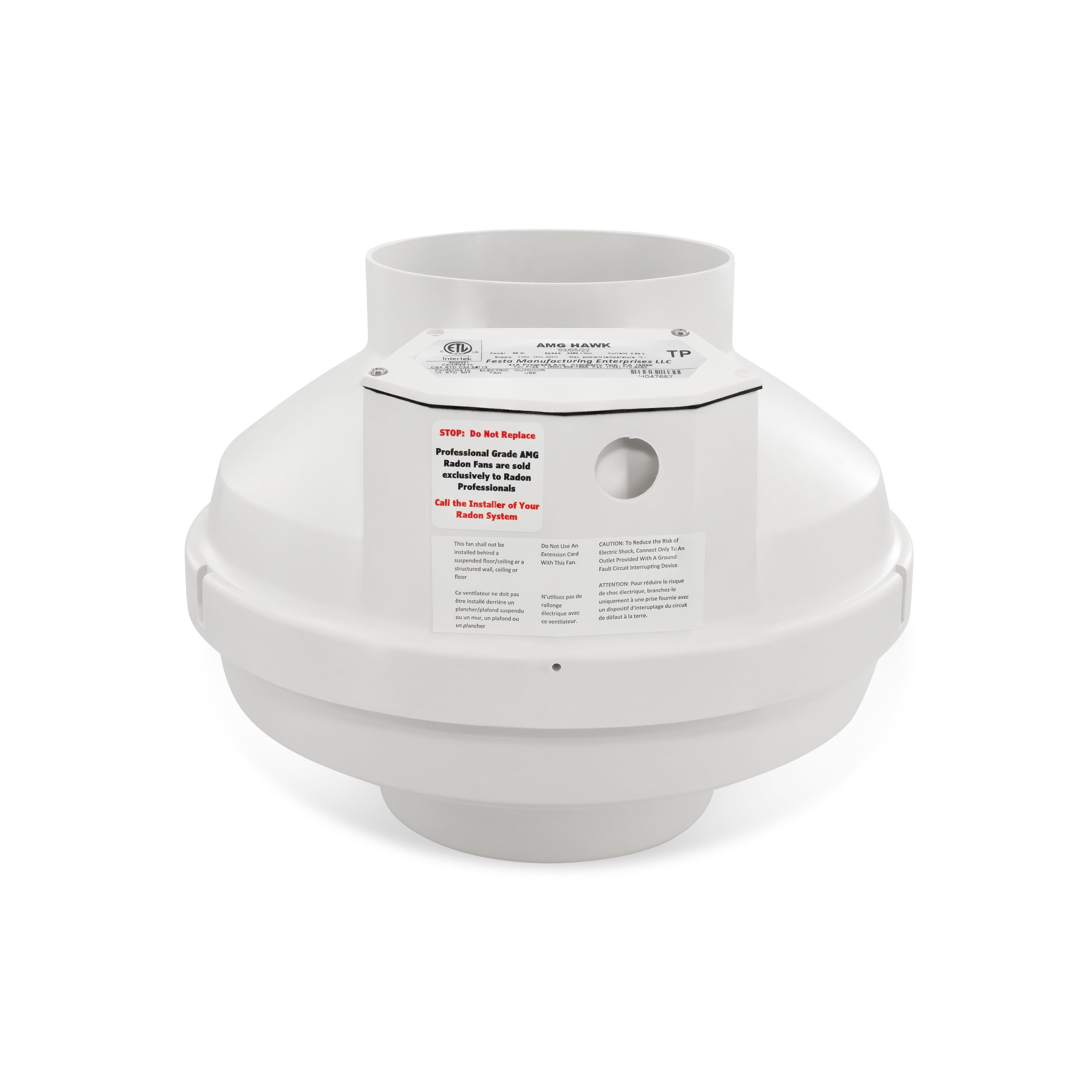 Festa Radon AMG Hawk Radon Fan Quiet and Energy Efficient 322 CFM