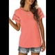 thumbnail image 1 of Camisetas de Corta con Encaje para Mujer, Blusas de Verano, Camisetas Informales Holgadas. Naranja Rojo M, 1 of 5
