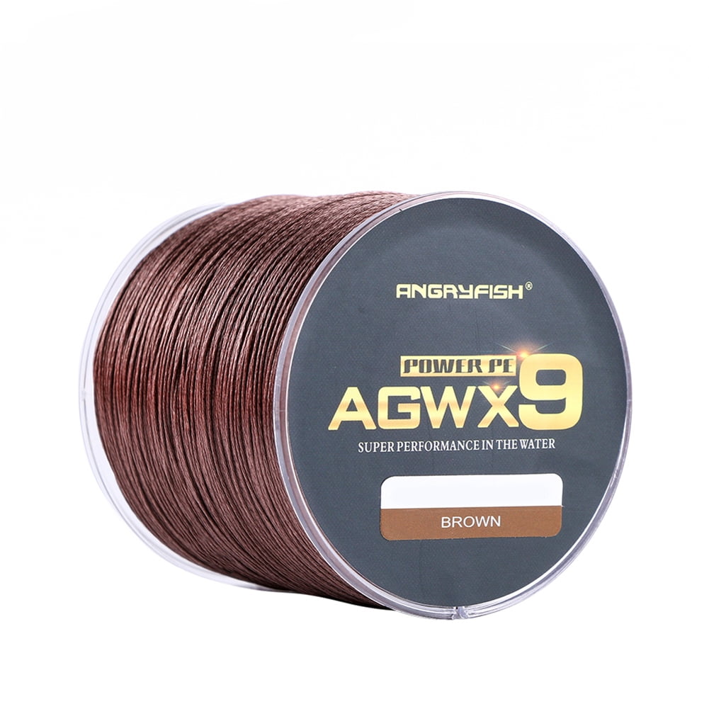 RONSHIN ANGRYFISH Diominate X9 PE Line 9 Strands Weaves Braided 500m/547yds  Super Strong Fishing Line 15LB-100LB Brown 