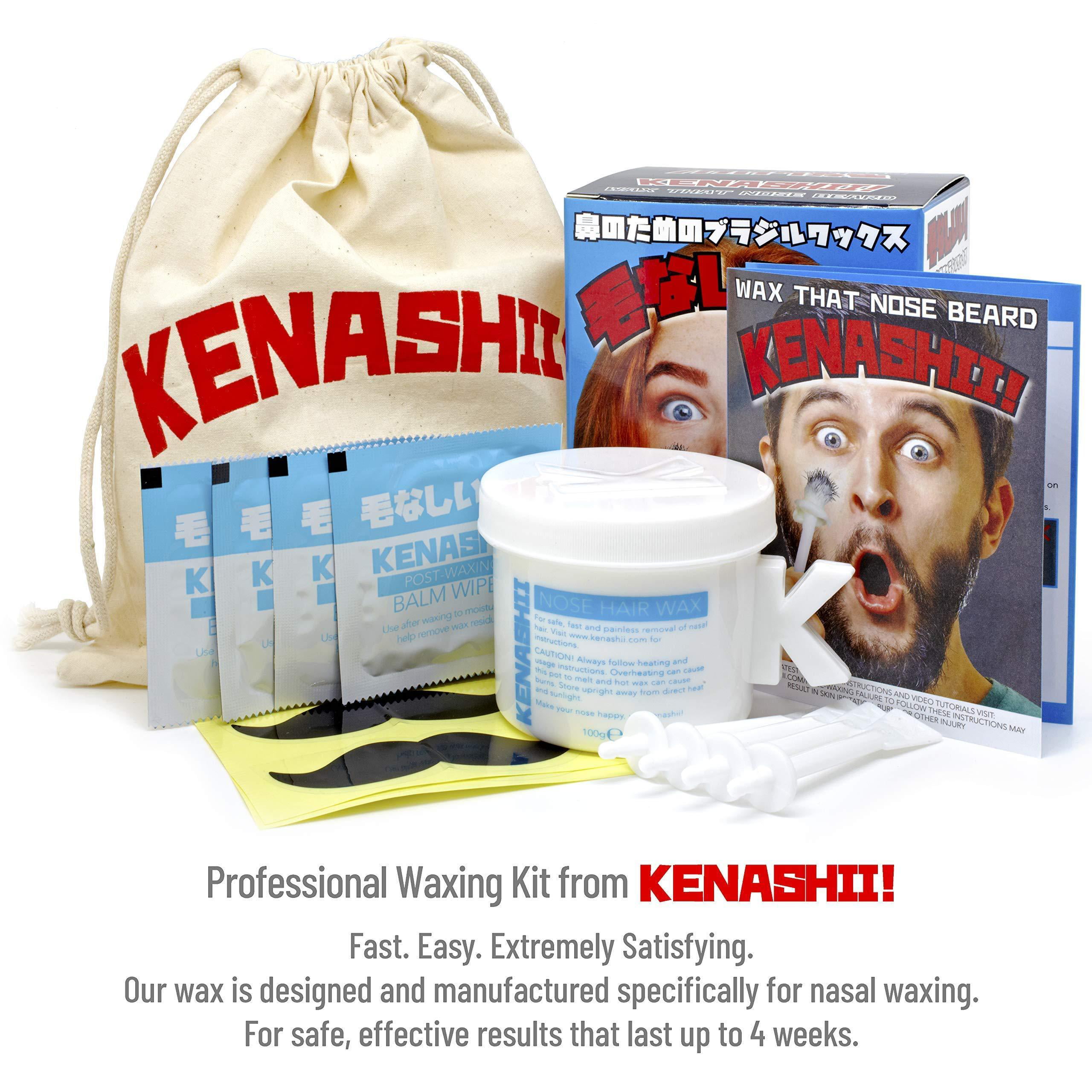 Nose Wax Kit, 100 g Wax, 24 Applicators. The Original and Best Nose Hair  Removal Kit from Kenashii. Nose Waxing For Men and Women. 12 Applications,  12 Post Waxing Balm Wipes, 12 Mustache G 